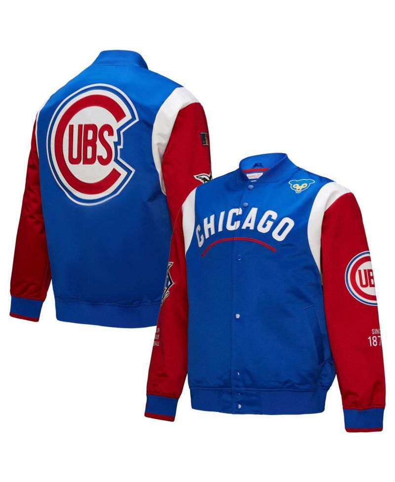 Men's Royal/Red Chicago Cubs Cooperstown Collection Team Origins Satin Full-Snap Jacket