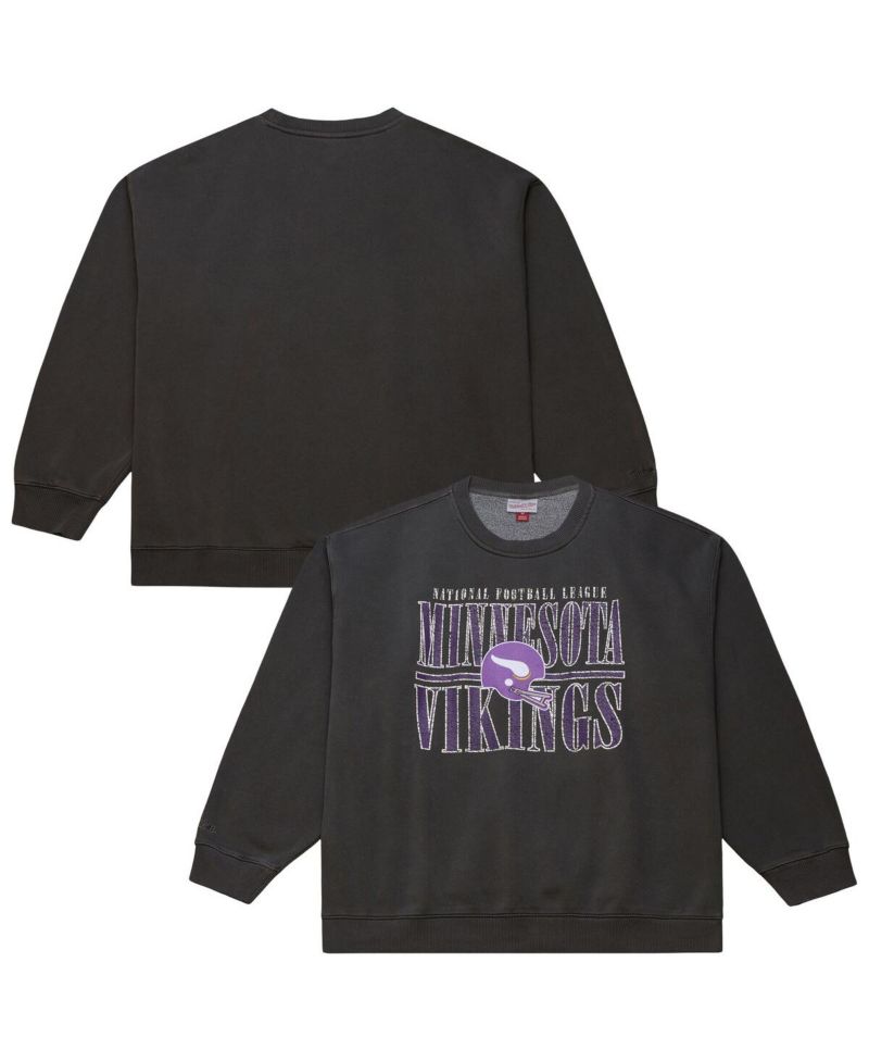 Men's Black Minnesota Vikings Downtown Crew Vintage Logo Sweatshirt