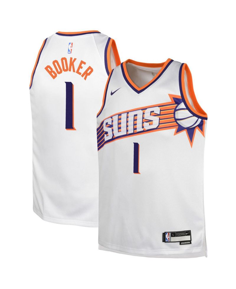 Big Boys Devin Booker White Phoenix Suns Swingman Jersey - Association