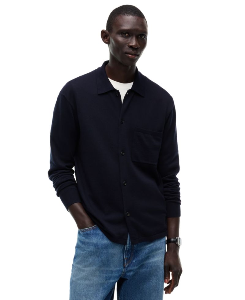Men's Essential Cotton Coat Front Sweater