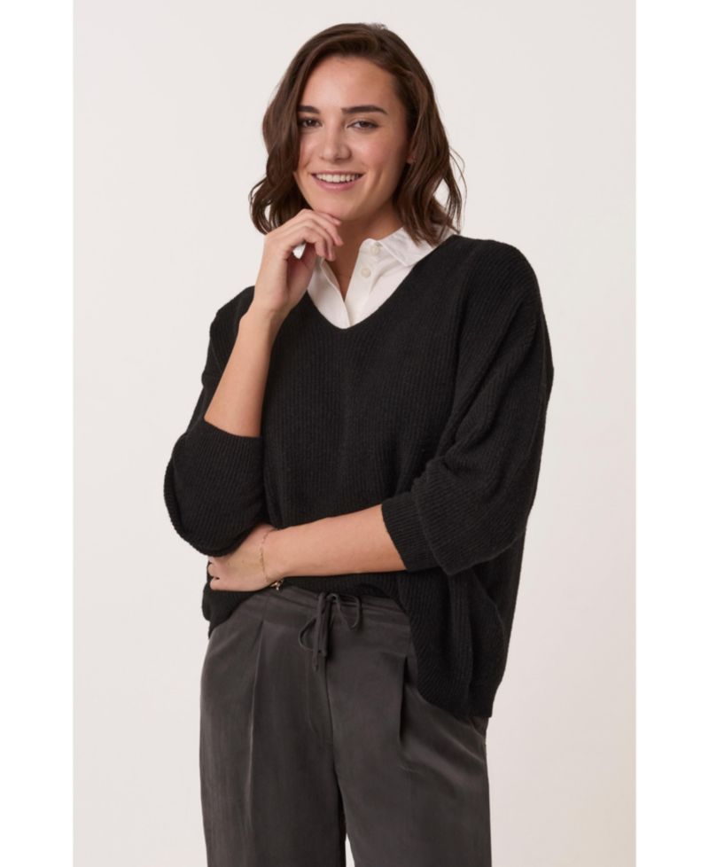 Women's Ribbed V-Neck Jumper