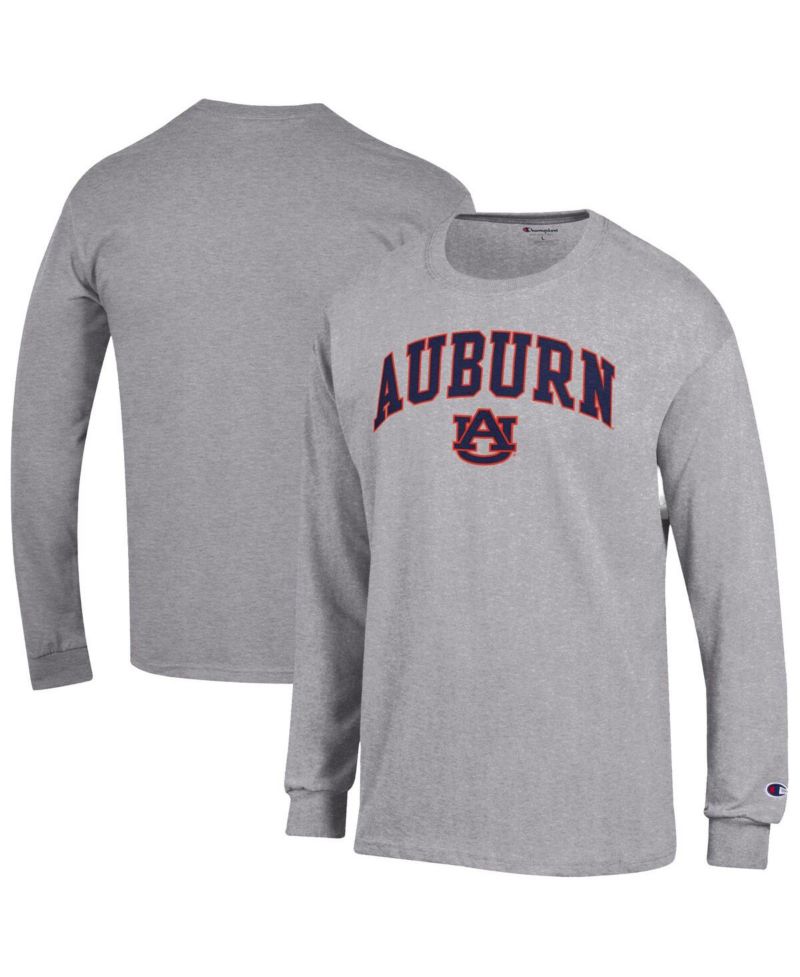 Men's Heather Gray Auburn Tigers Basic Arch Long Sleeve T-Shirt