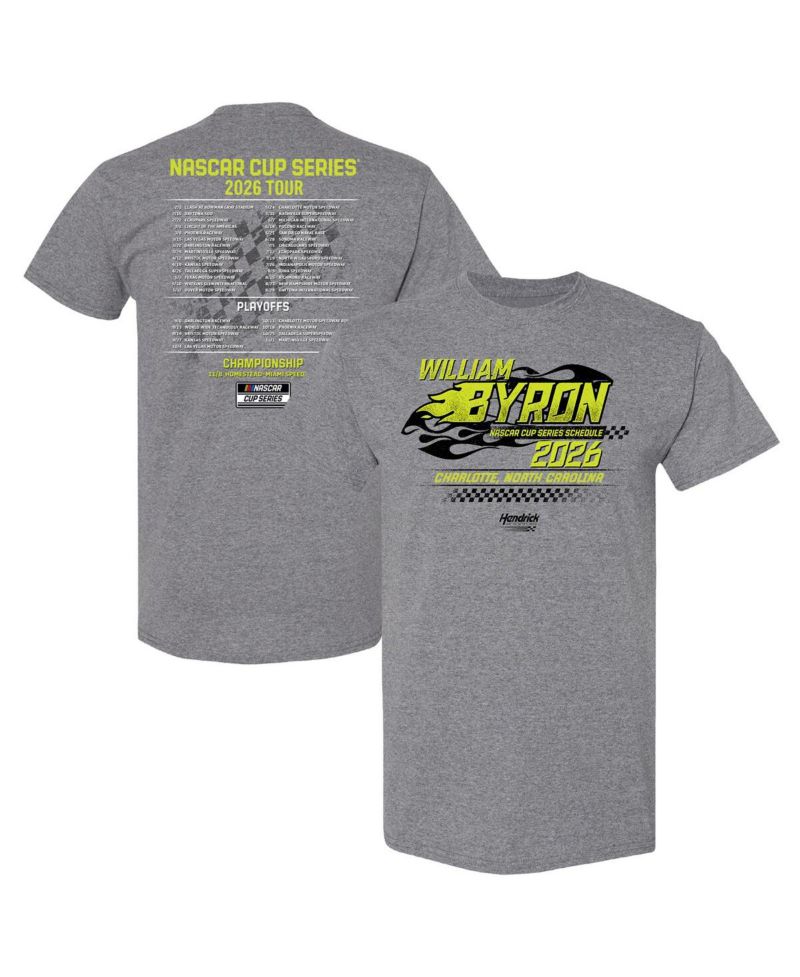 Men's Heather Charcoal William Byron 2026 NASCAR Schedule T-Shirt