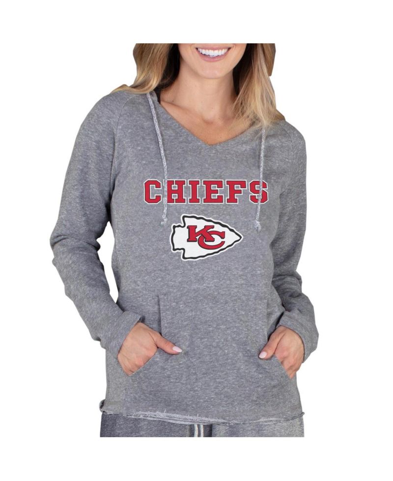 Women's Gray Kansas City Chiefs Mainstream Tri-Blend Raglan Hoodie V-Neck Top