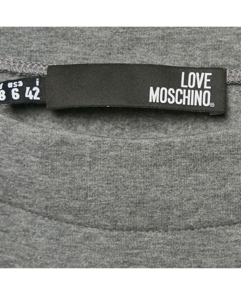 Women's Grey Logo Embellished Cotton Knit Mini Dress
