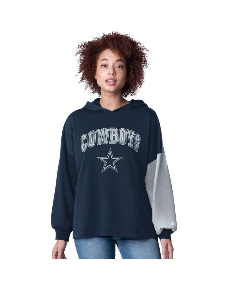 Women's Navy Dallas Cowboys Power Move Long Sleeve Pullover Hoodie