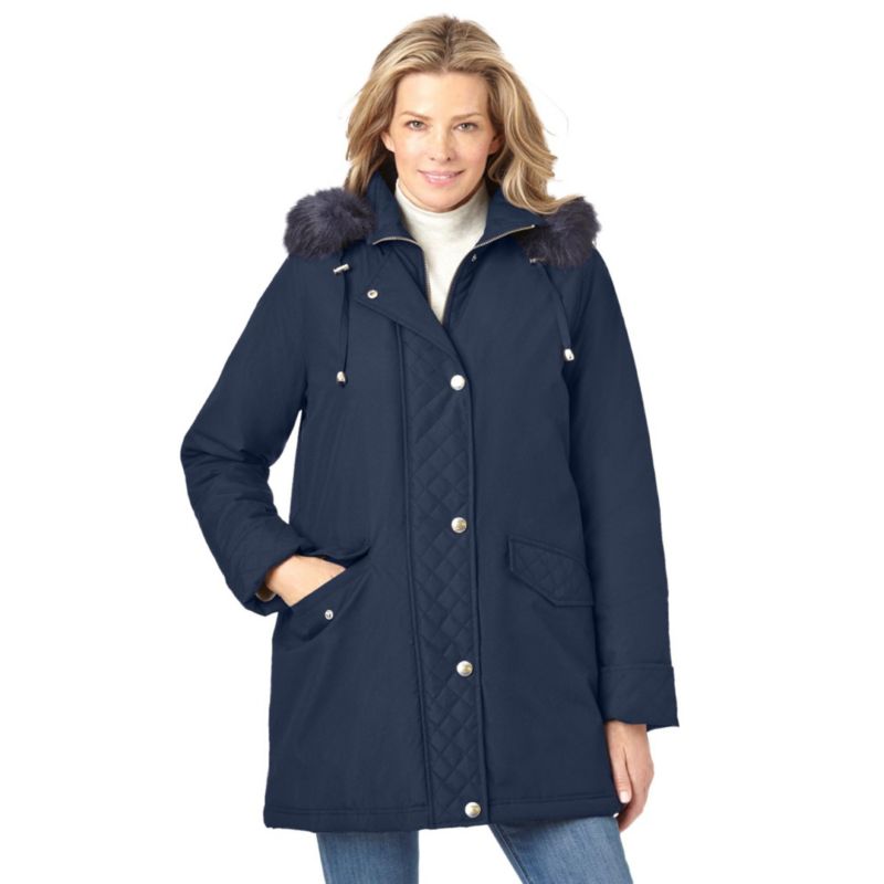 Plus Size Faux Fur Down Parka Coat