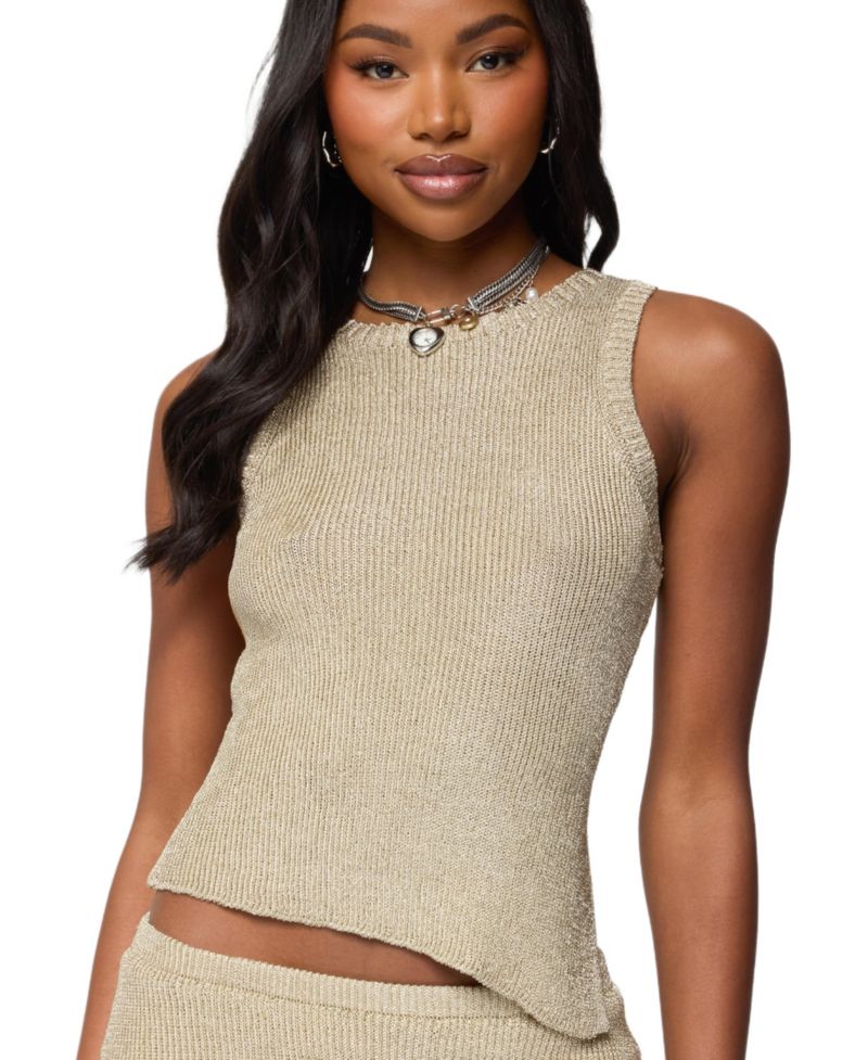 Women's Goldy Asymmetric Metallic Knit Top
