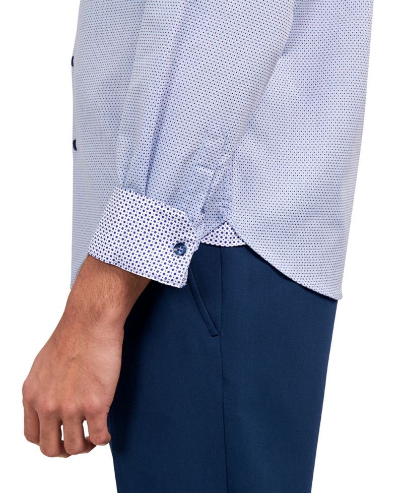 Men's Regular-Fit Dobby Dot-Print Dress Shirt