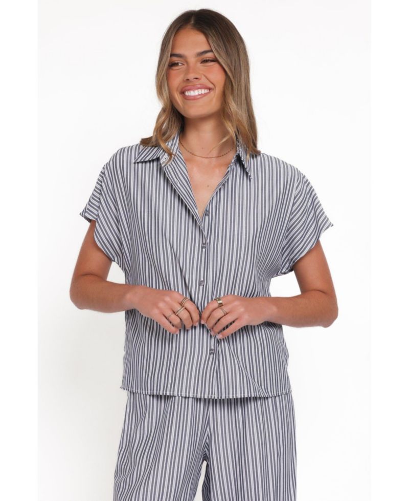 Women's Melanie Striped Wide-Leg Button-Down Shirt and Pants, 2-Piece Set