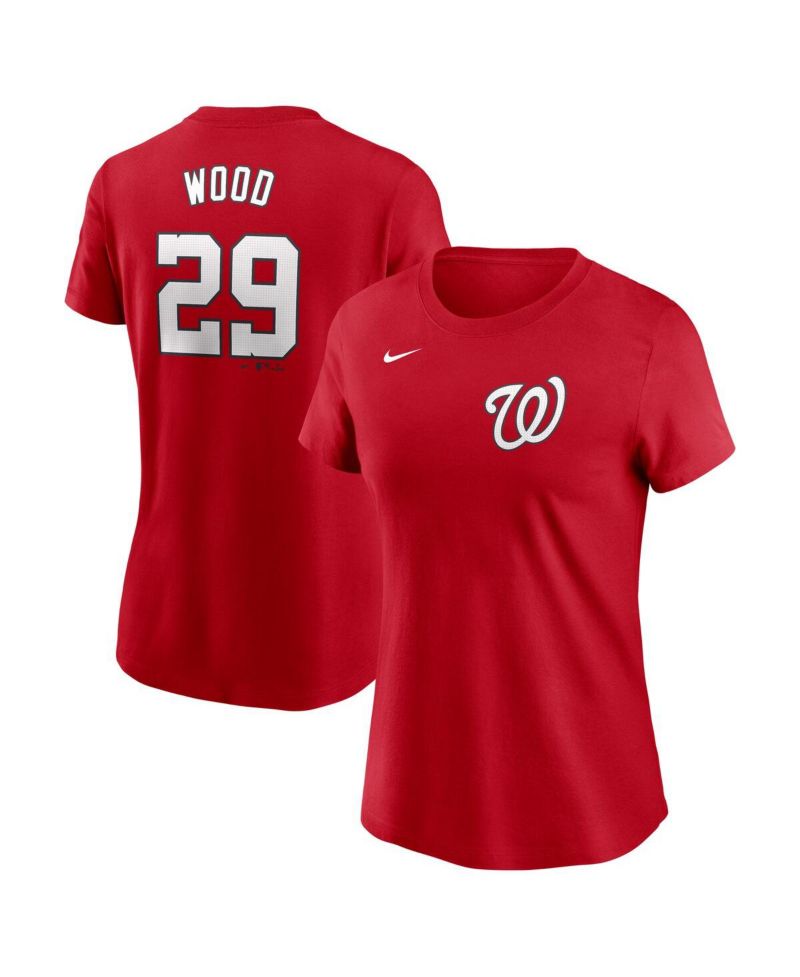Women's James Wood Red Washington Nationals Fuse Name & Number T-Shirt