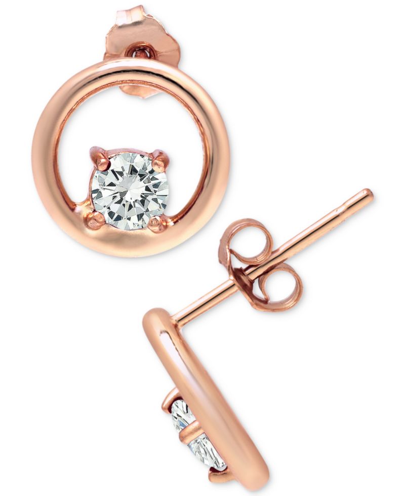 Cubic Zirconia Circle Stud Earrings