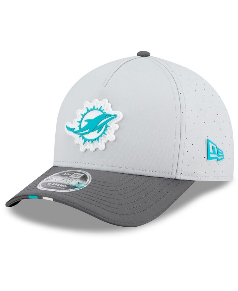 Men's Gray/Graphite Miami Dolphins 2025 NFL Training Camp A-Frame 9FORTY Adjustable Hat