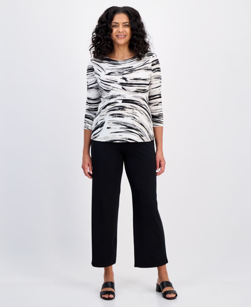 Women's Printed 3/4 Sleeve Jacquard Top