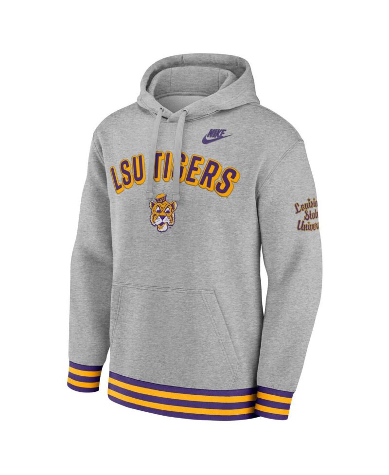 Men's Heather Gray LSU Tigers Legacy Retro Pullover Hoodie