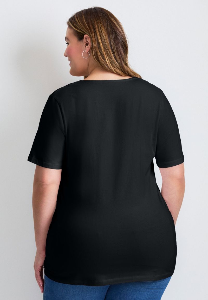 Women's Plus Size Lacing Detail Tunic Tee