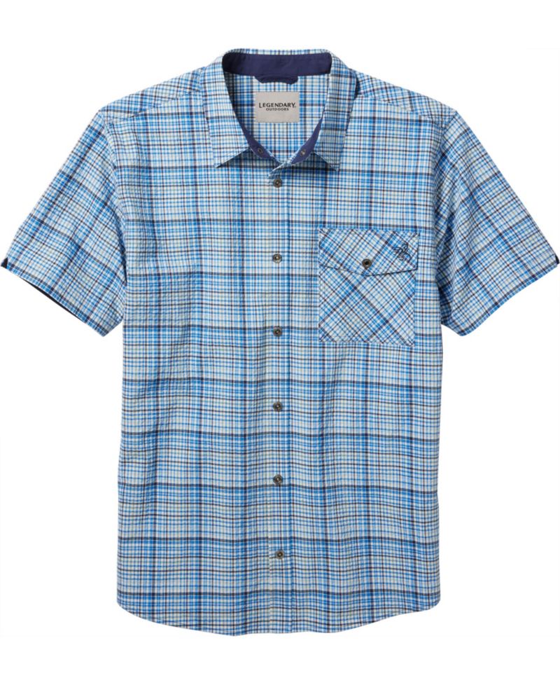 Men's Plaid Button Up Moisture Wicking UPF 30+ Short Sleeve Shirt