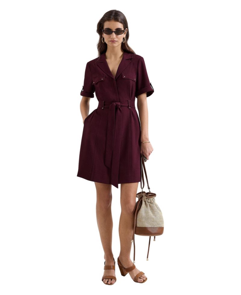 Women's Marlina Belted Short-Sleeve Mini Shirt Dress