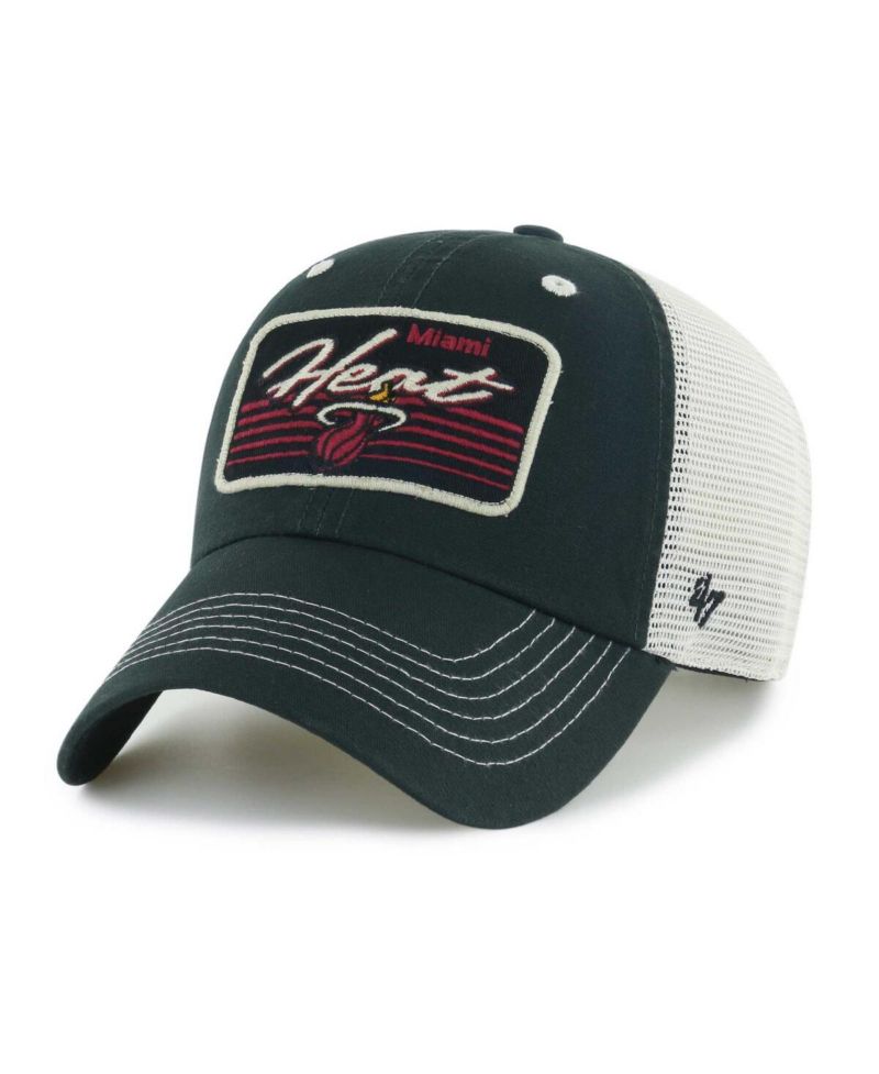 Men's Black Miami Heat Five Point Patch Clean Up Adjustable Hat