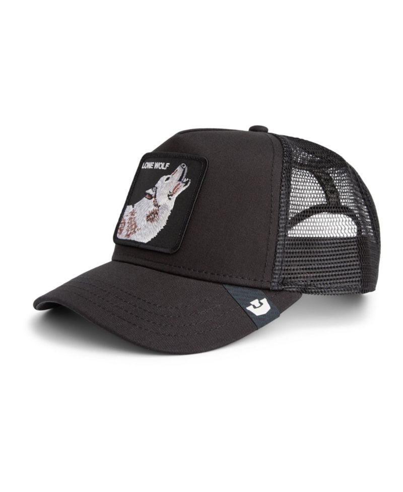 Men's Black Lone Wolf Adjustable Trucker Hat