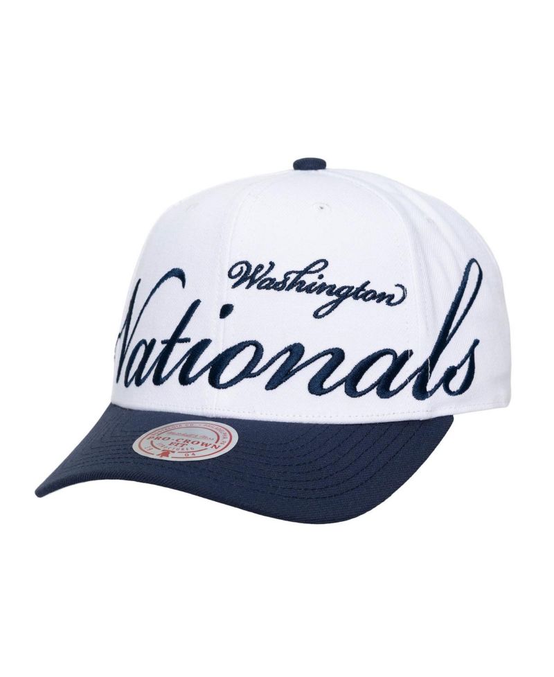 Men's and Women's White/Navy Washington Nationals XL Script Pro Crown Adjustable Hat