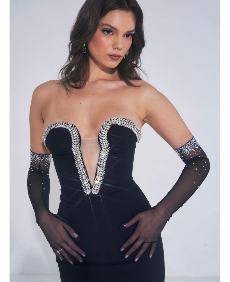 Women's Ivanna Black Crystal Embellished Maxi Dress