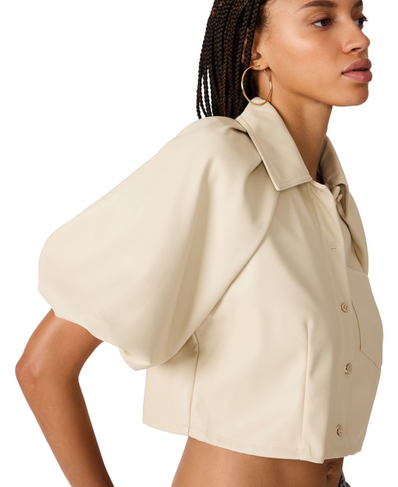Women's Reece Collared Short-Sleeve Crop Top