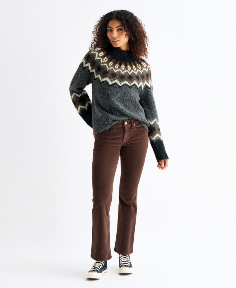 Women's Fair Isle Mock Neck Long-Sleeve Sweater