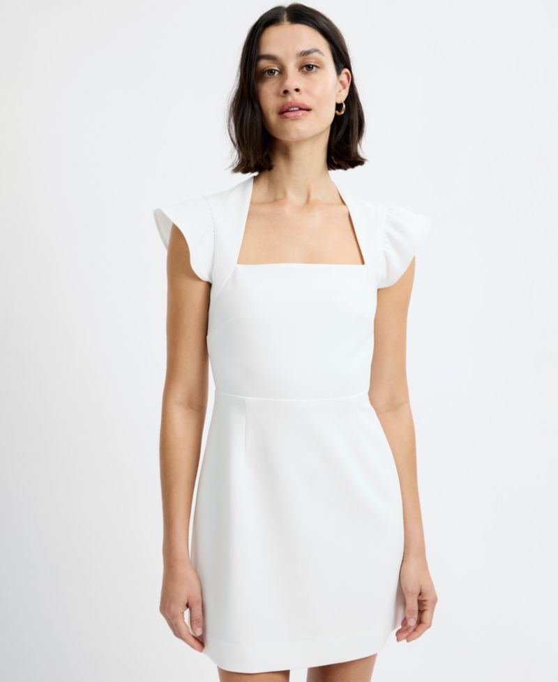 Women's Square Neck Flutter Sleeve Mini Dress