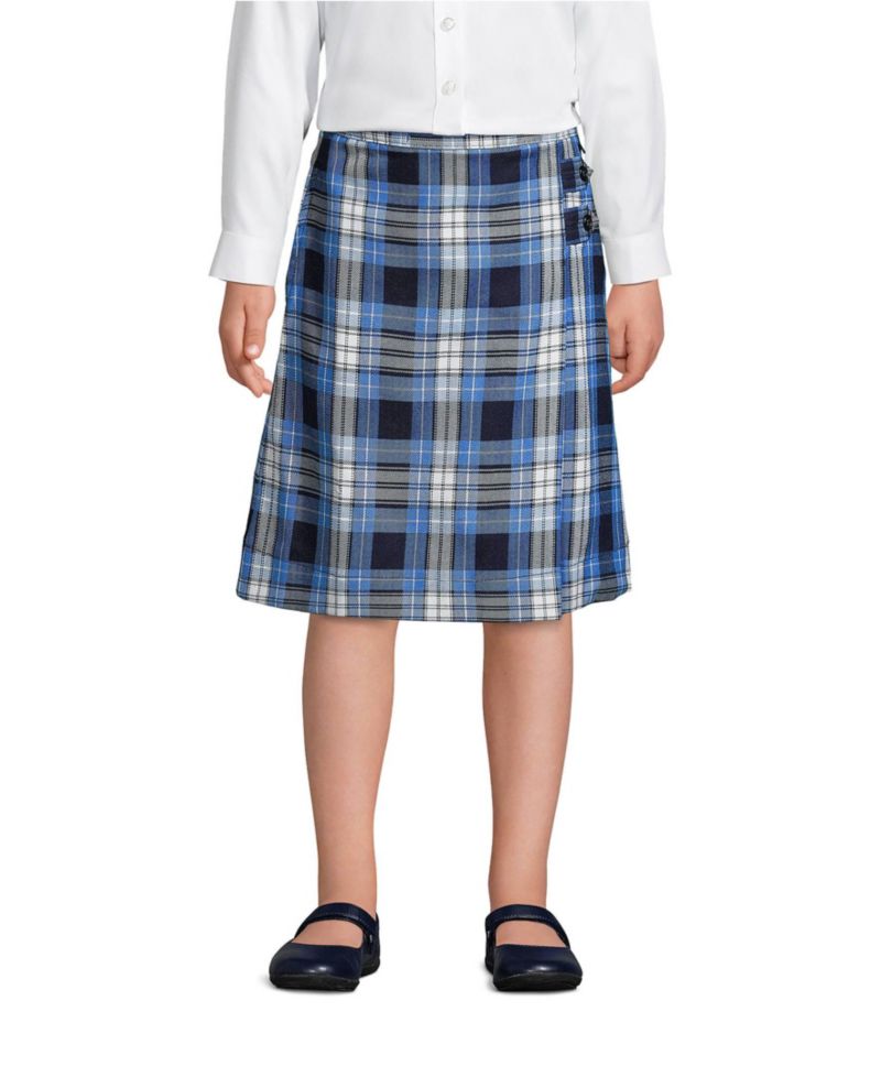 Big Girls School Uniform Slim Plaid A-line Skirt Below the Knee