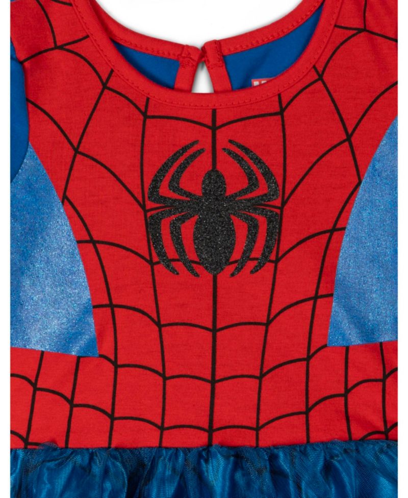 Baby Girls Marvel Captain America Spider-Man Dress Leggings and Headband 3 Piece Cosplay Set Newborn to