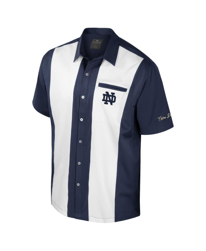 Men's Navy Notre Dame Fighting Irish Strike Bowling Button-Up Shirt