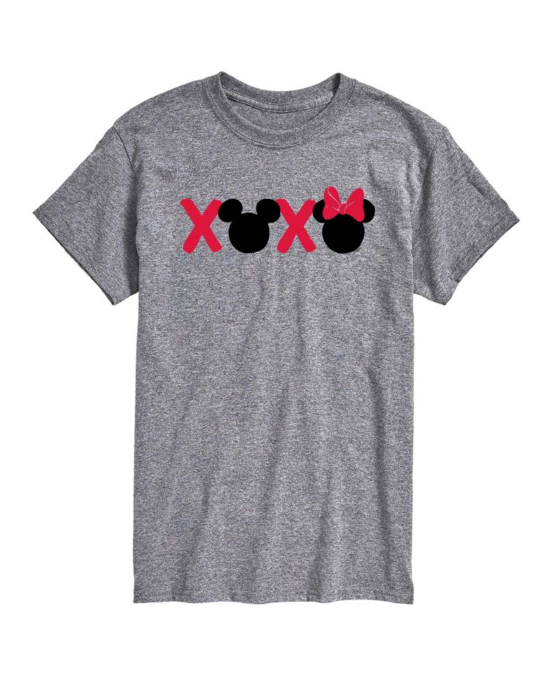 Men's Disney Mickey Minnie Heads Xoxo Printed Short-Sleeve Graphic T-Shirt