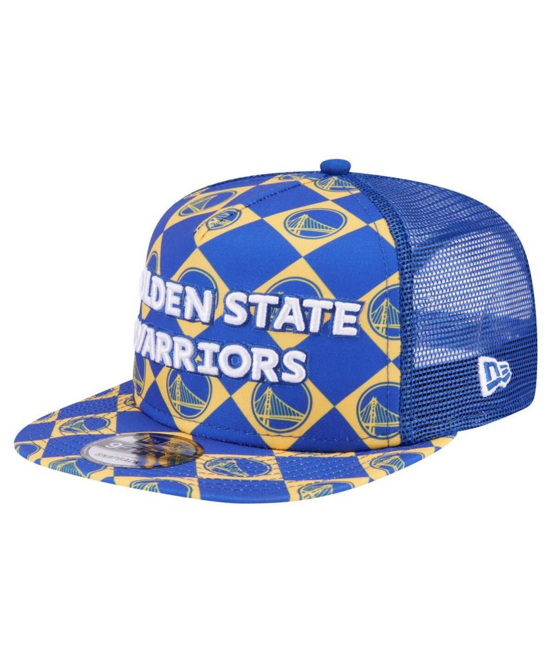 Men's Royal Golden State Warriors Seeing Diamonds A-Frame Trucker 9FIFTY Snapback Hat