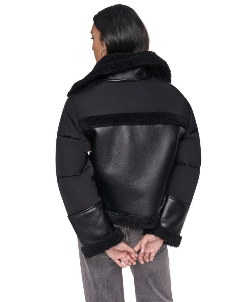 Women's Faux Shearling Puff-Sleeve Short Jacket
