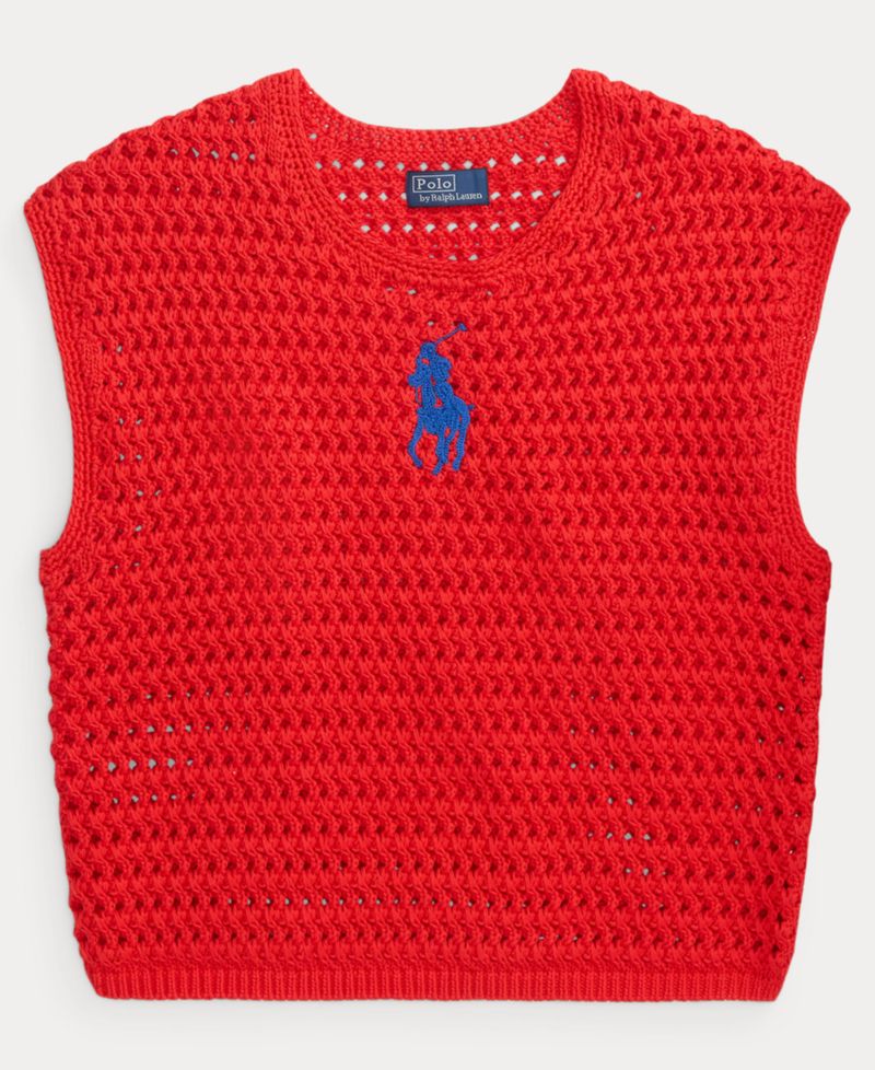Women's Big Pony Crocheted Cotton Sweater