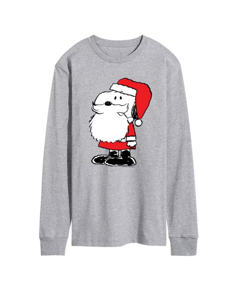 Men's Peanuts Santa Snoopy Graphic Long-Sleeve T-Shirt