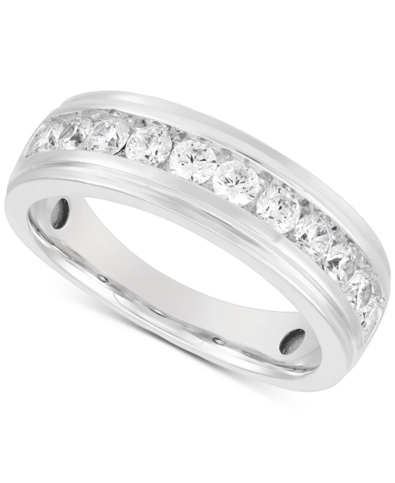 Men's Lab Grown Diamond Channel Band (1 ct. t.w.) Set in 10k White Gold