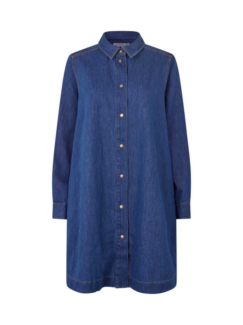 Women's Denim Long Sleeve Collared Long Shirt