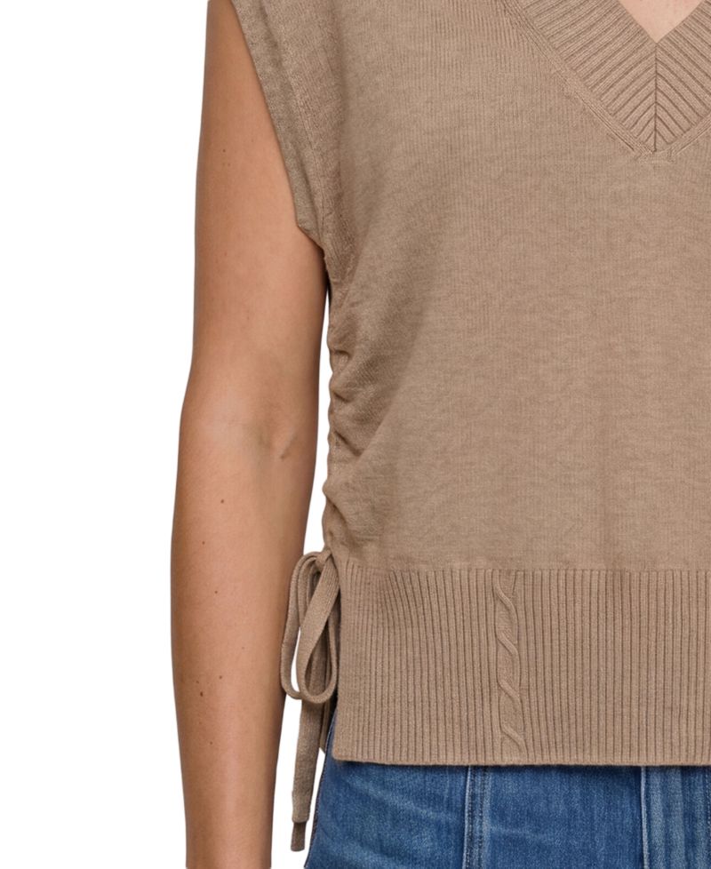 Petite V-Neck Dolman Popover Adjustable-Side-Ties Sweater
