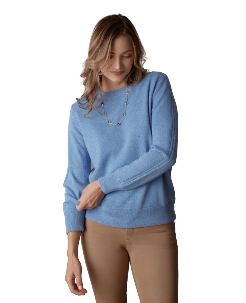 Women's Itch-Free Cashmere Crewneck Sweater with Soft Liner