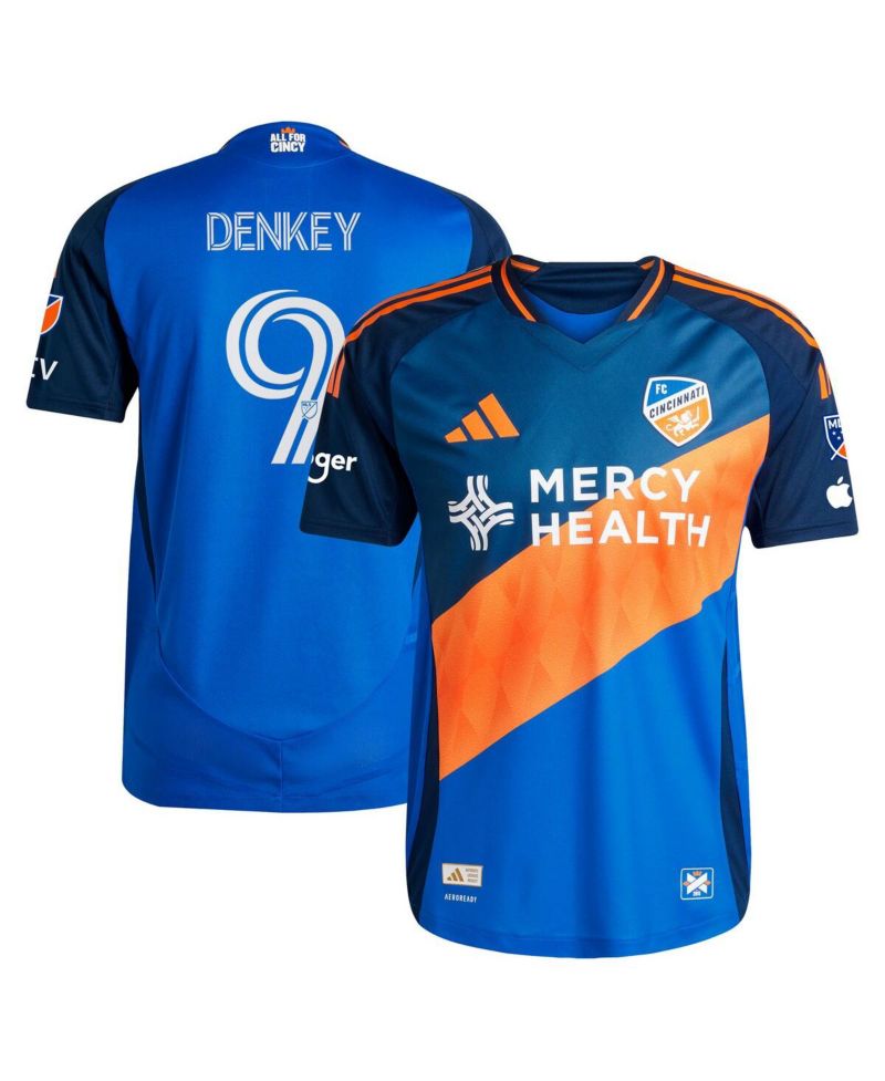 Men's Kevin Denkey Blue FC Cincinnati 2025 Orange and Blue Legacy Kit Authentic Player Jersey