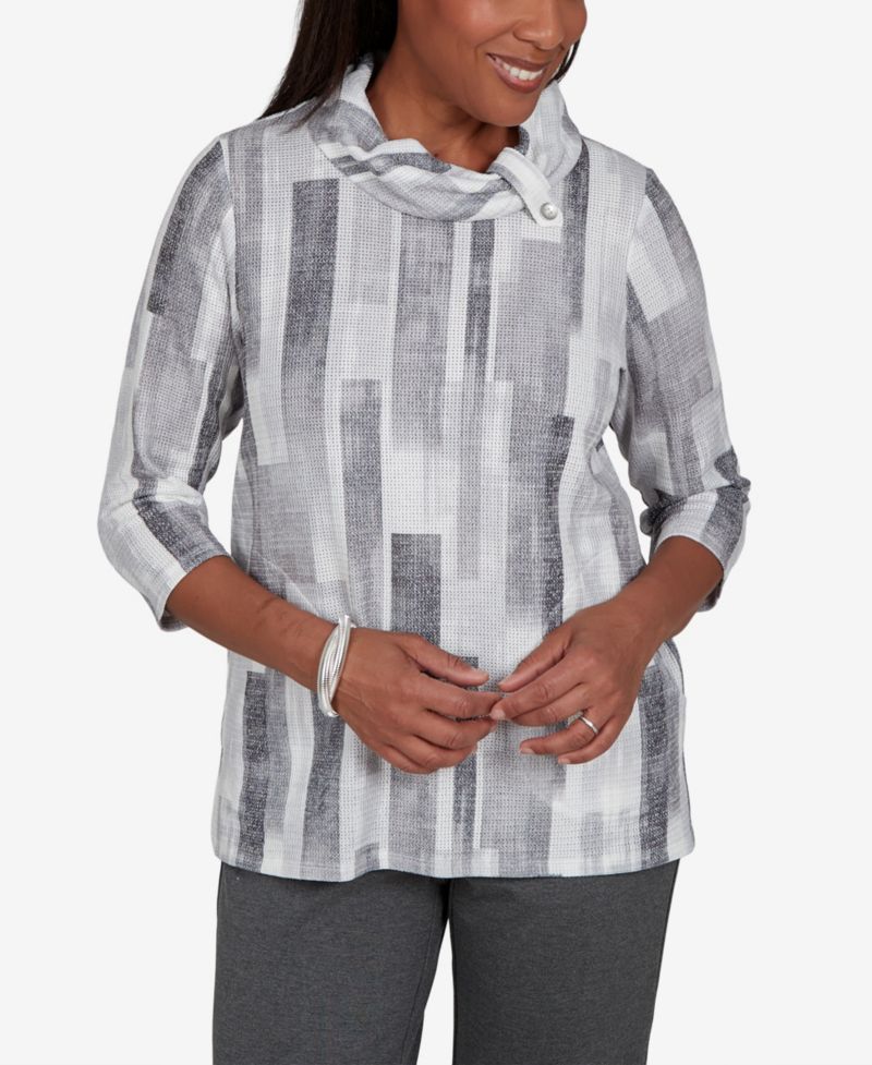 Women's Cowl Neck 3/4-Sleeve Pullover Tunic Top
