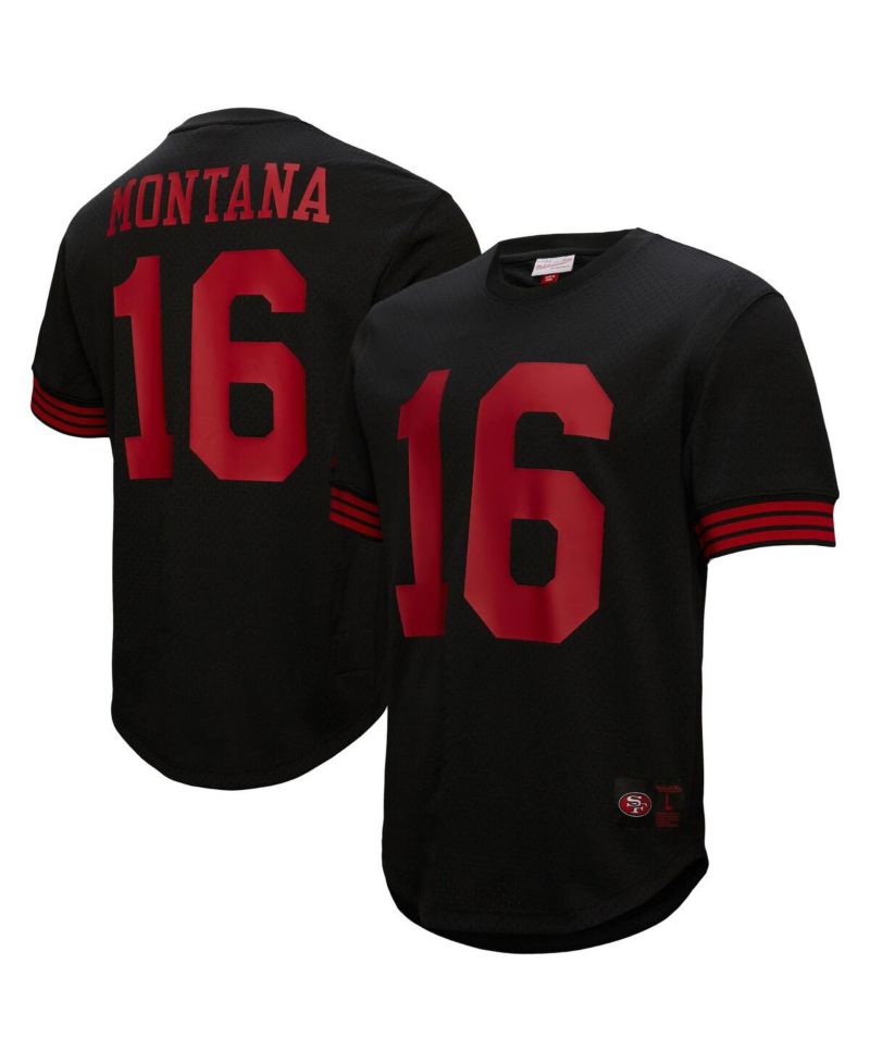 Men's Joe Montana Black San Francisco 49ers Big & Tall Mesh Player Name & Number T-Shirt