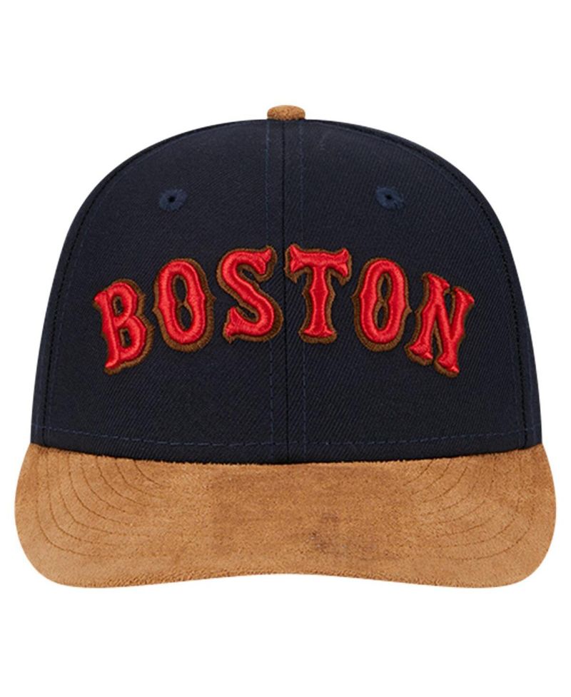 Men's Navy Boston Red Sox Team Suede Visor Low Profile 59FIFTY Fitted Hat