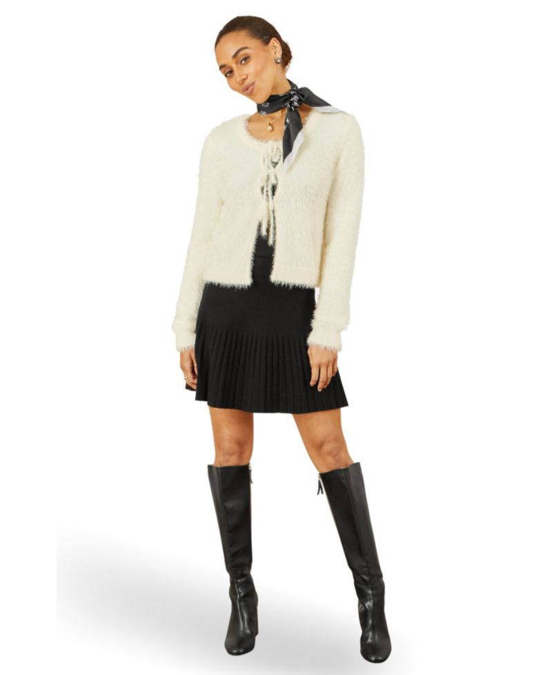 Women's Eyelash Fluffy Tie Front Bolero