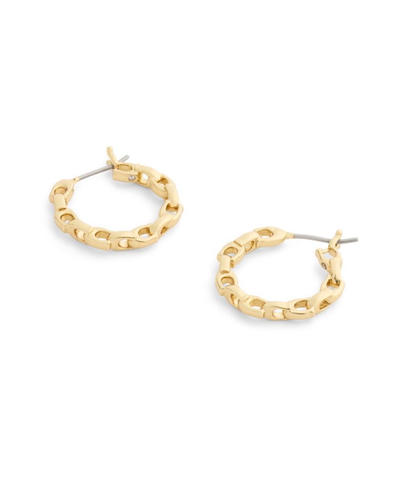 Rhodium Signature C Chain Hoop Earrings