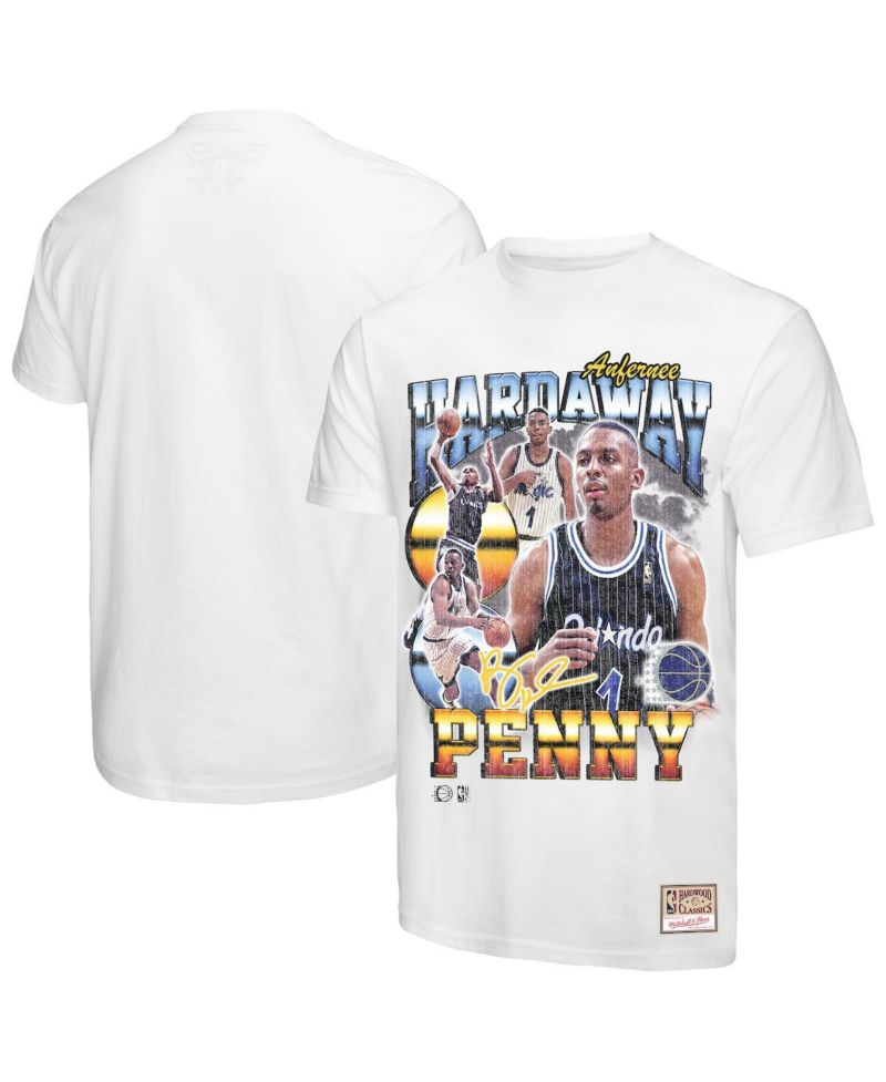 Men's Penny Hardaway White Orlando Magic Hardwood Classics Commemorative Player Collage T-Shirt