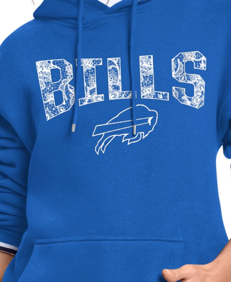Women's Royal Buffalo Bills Lace Team Lockup Fleece Hoodie