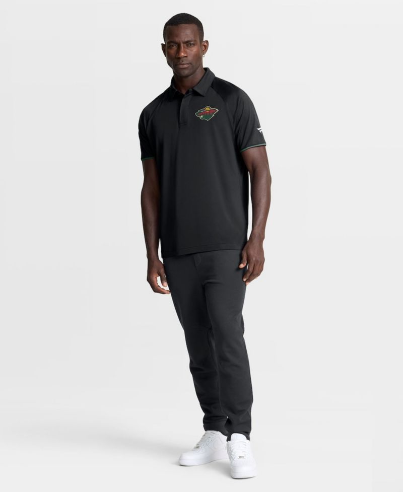 Men's Black Minnesota Wild Authentic Pro Rink Raglan Polo Shirt